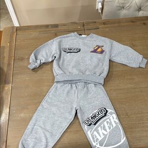 NBA LAKERS Kids Gray Sweatshirt and Pants Set